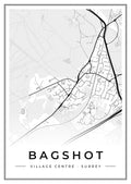 Street map poster of Bagshot village centre, Surrey