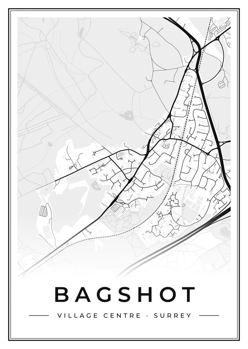 Bagshot Village Centre Street Map Poster