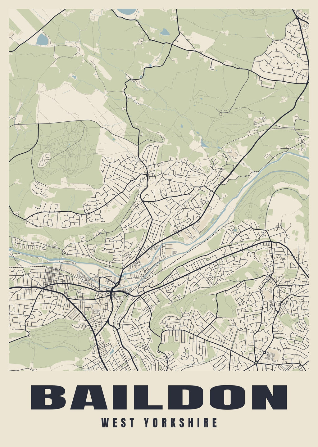 Street map poster of Baildon, West Yorkshire