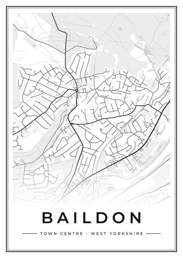 Baildon Town Centre Street Map Poster