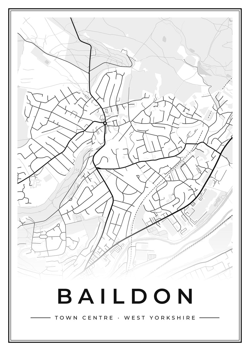 Baildon Town Centre Street Map Poster