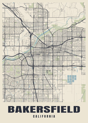 Bakersfield Street Map Poster