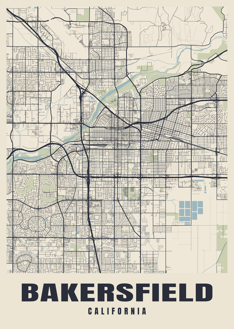 Bakersfield Street Map Poster