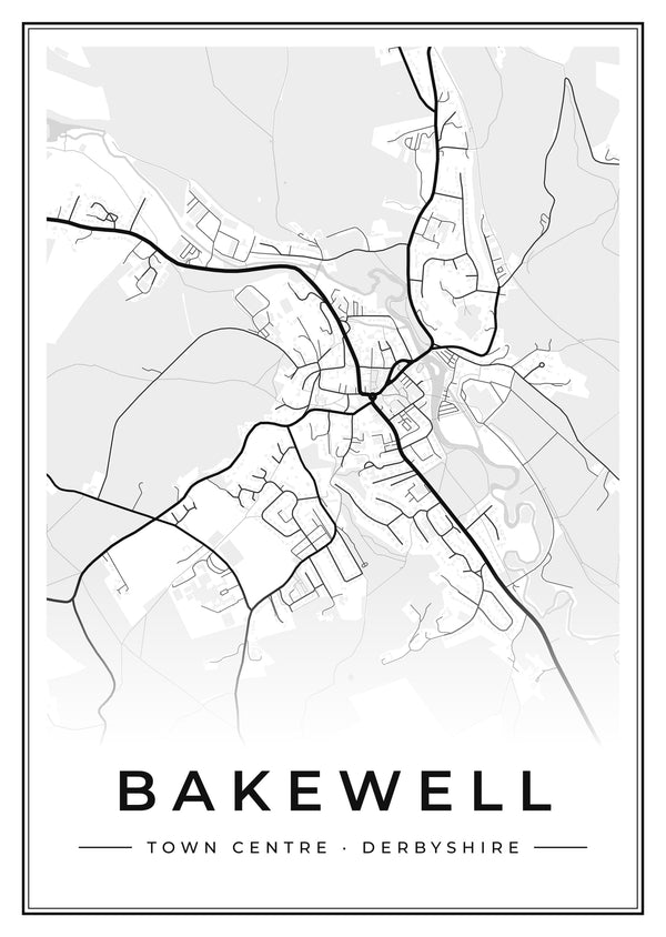Bakewell Town Centre Street Map Poster