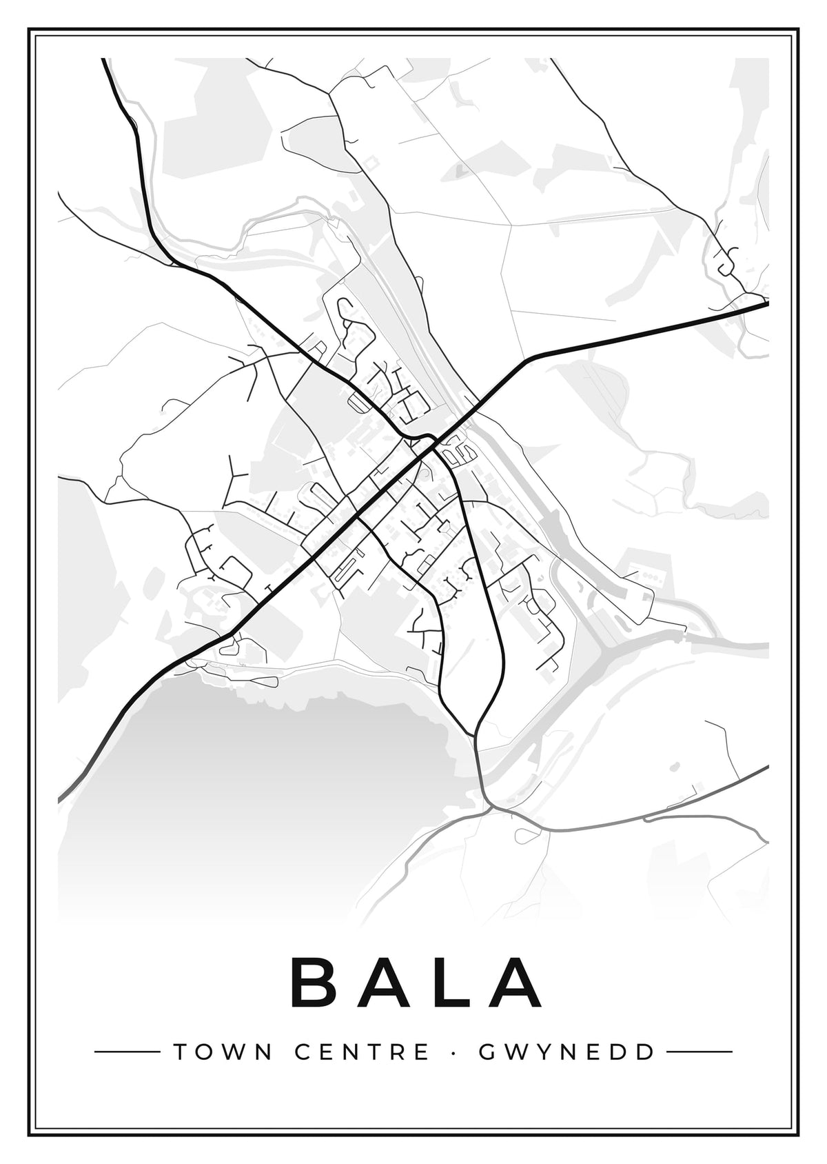 Street map poster of Bala town centre, Gwynedd