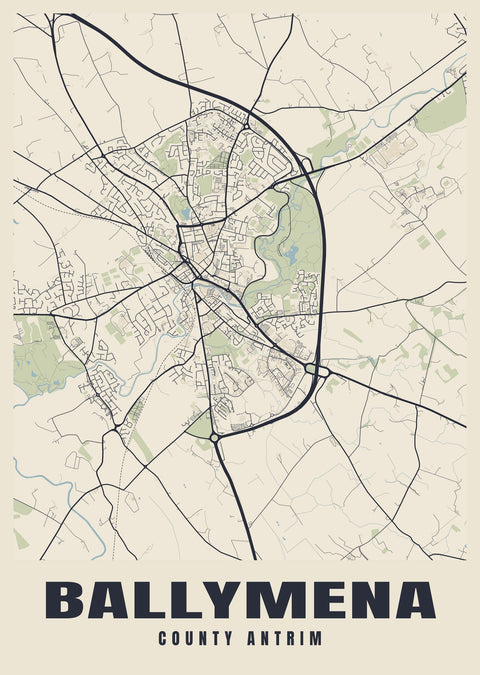 Ballymena Street Map Poster