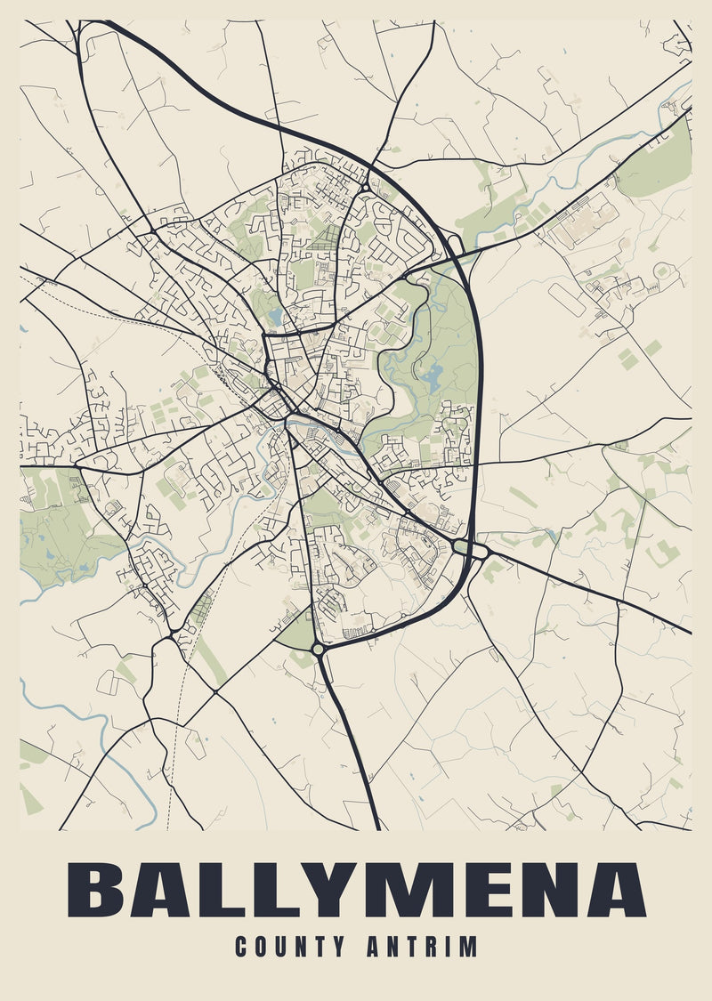 Ballymena Street Map Poster
