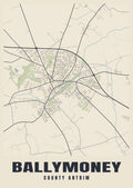 Street map poster of Ballymoney, County Antrim