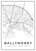 Street map poster of Ballymoney town centre, County Antrim