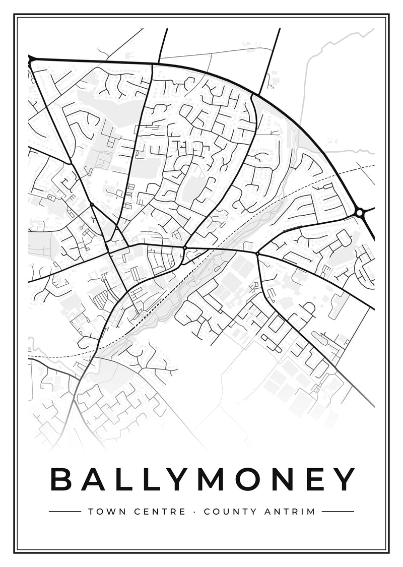 Ballymoney Town Centre Street Map Poster