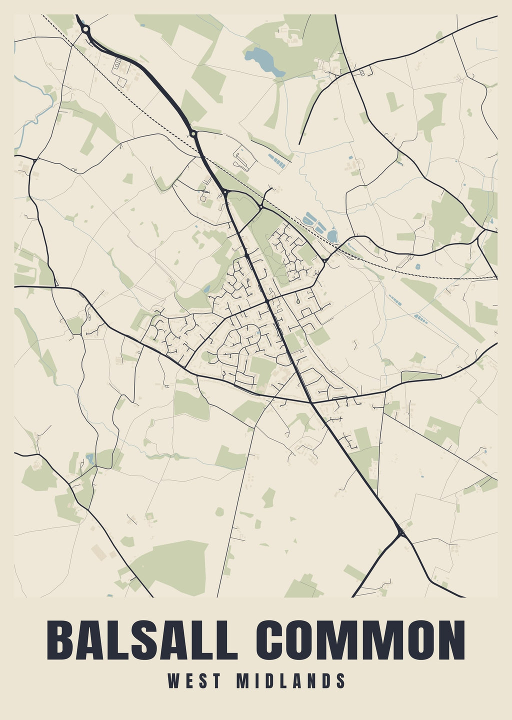Street map poster of Balsall Common, West Midlands