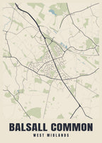 Street map poster of Balsall Common, West Midlands
