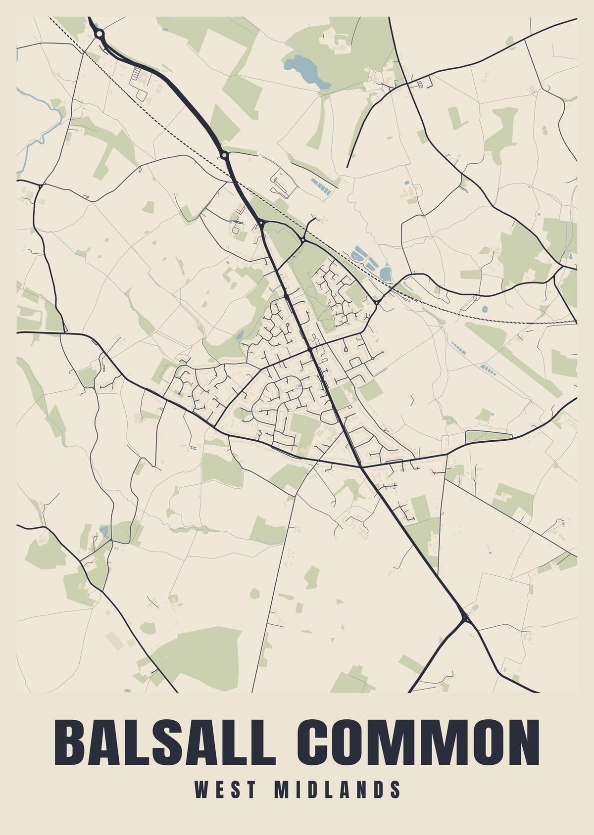 Street map poster of Balsall Common, West Midlands