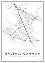 Street map poster of Balsall Common village centre, West Midlands
