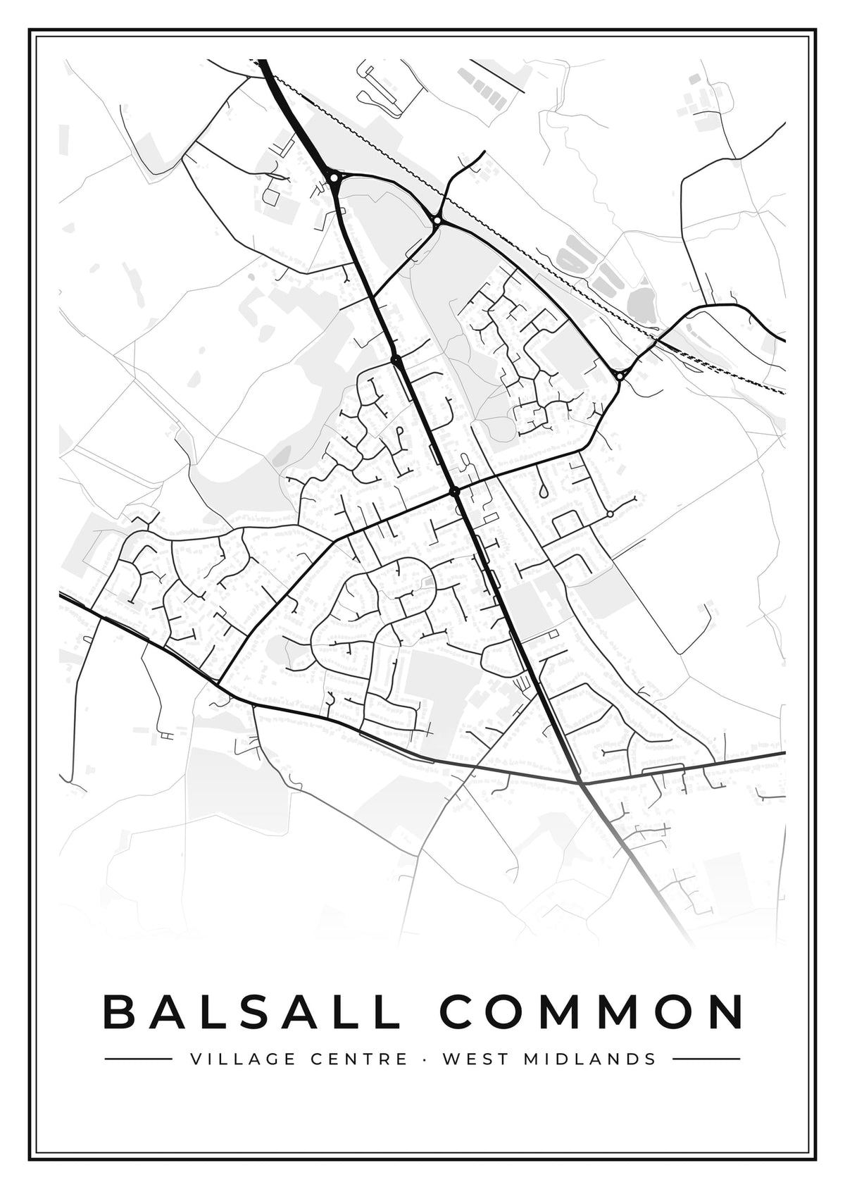 Street map poster of Balsall Common village centre, West Midlands