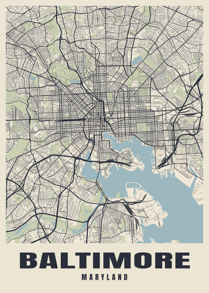 Baltimore Street Map Poster