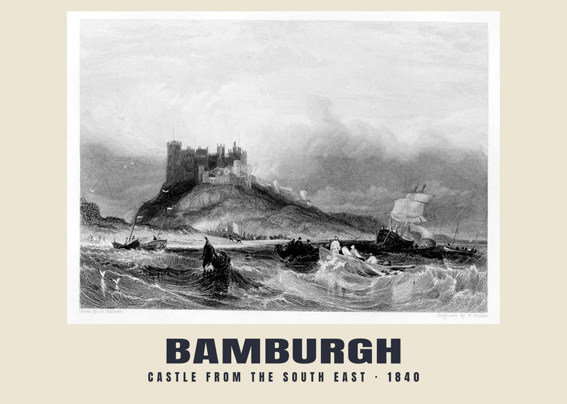 Zamek od południowego wschodu, Bamburgh — 1840