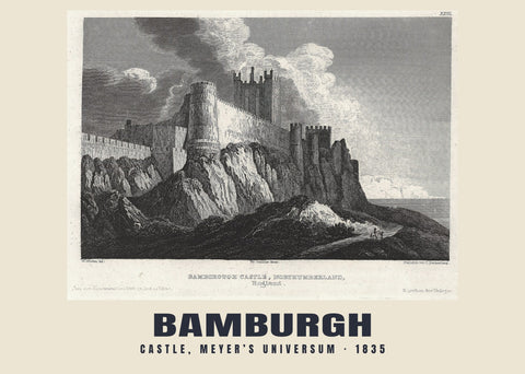Burg, Meyer’s Universum, Bamburgh — 1835