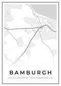 Street map poster of Bamburgh village centre, Northumberland
