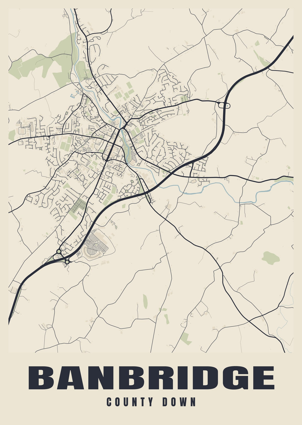 Street map poster of Banbridge, County Down