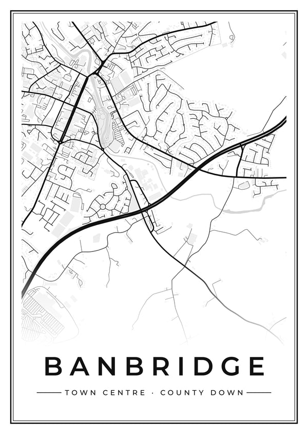 Banbridge Town Centre Street Map Poster