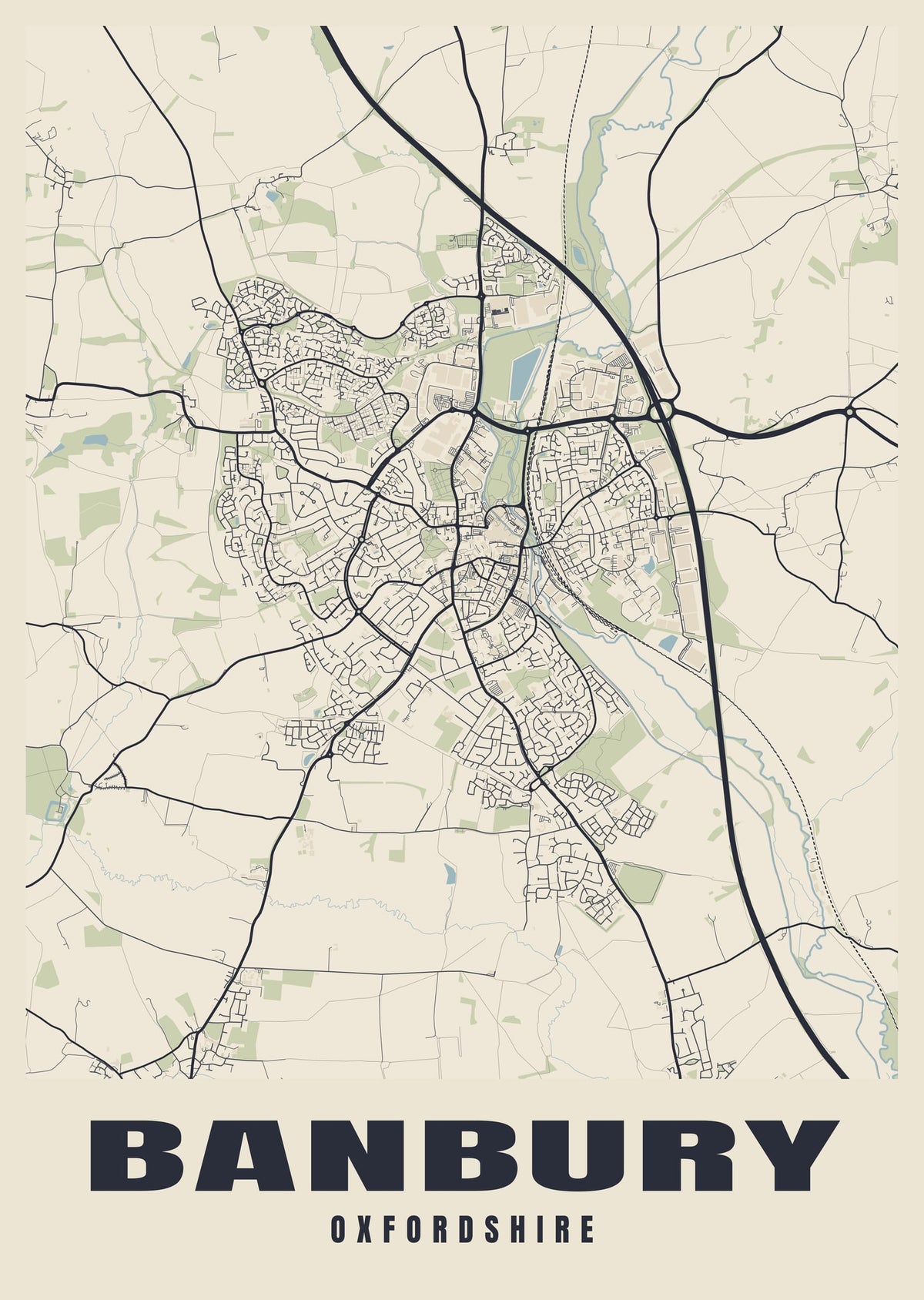 Street map poster of Banbury, Oxfordshire
