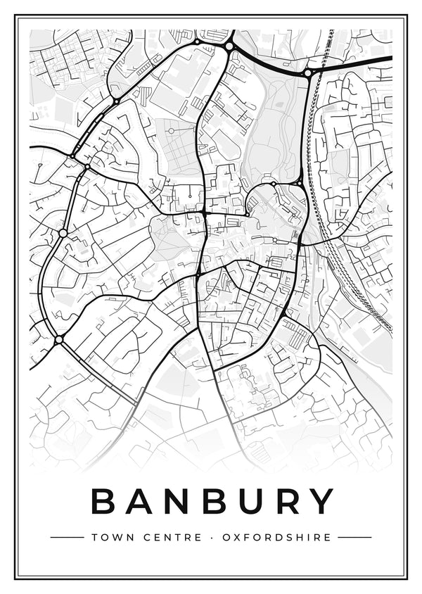 Banbury Town Centre Street Map Poster