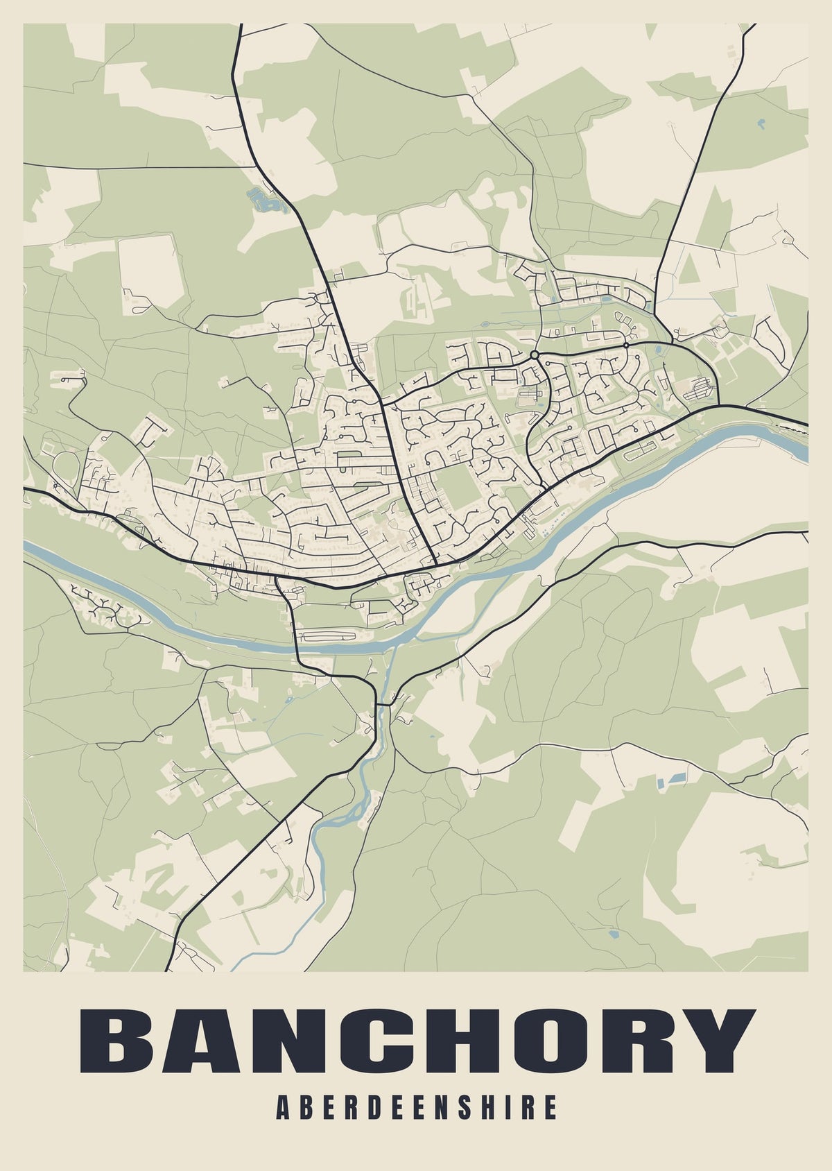 Street map poster of Banchory, Aberdeenshire
