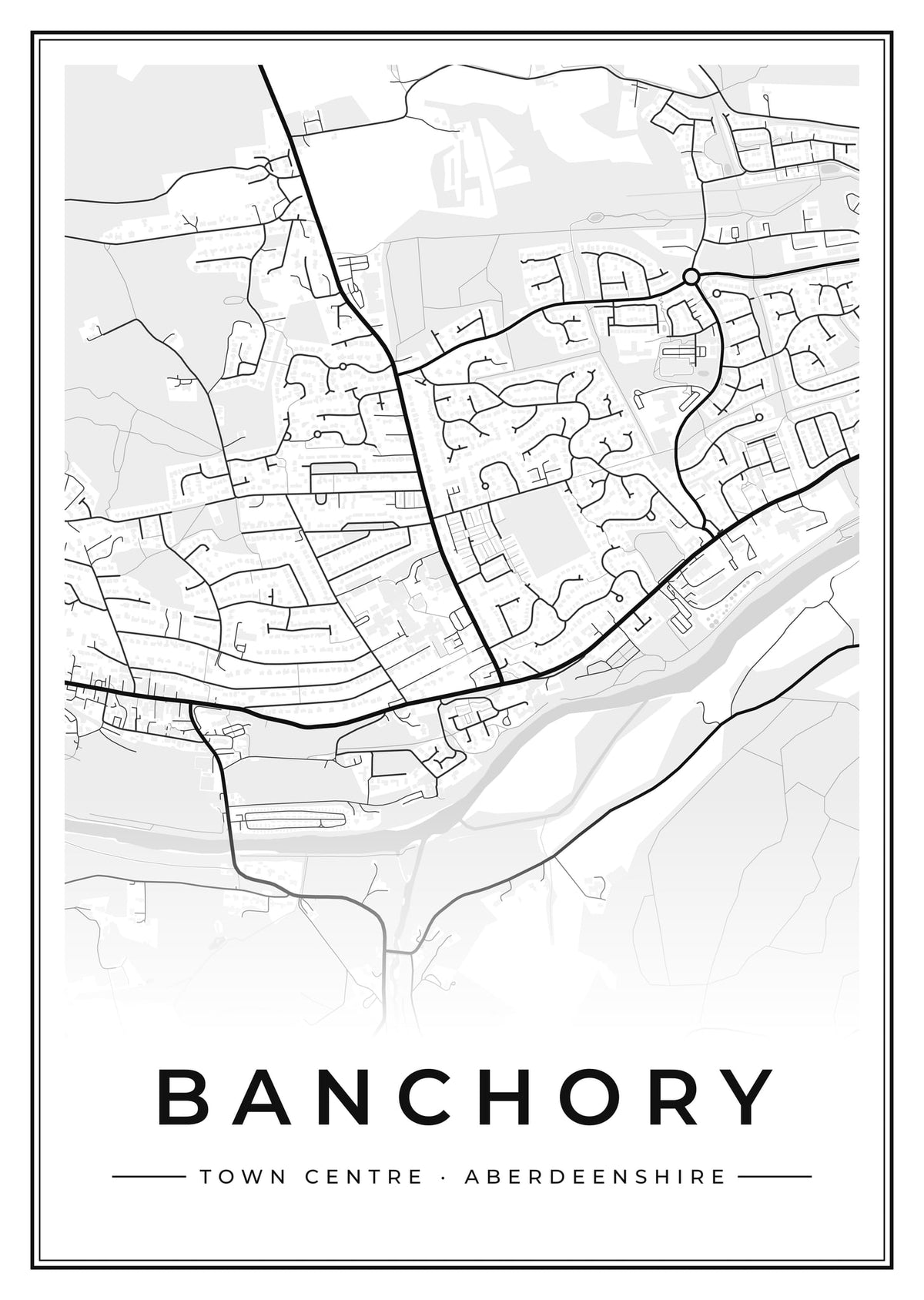Street map poster of Banchory town centre, Aberdeenshire