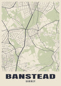Street map poster of Banstead, Surrey