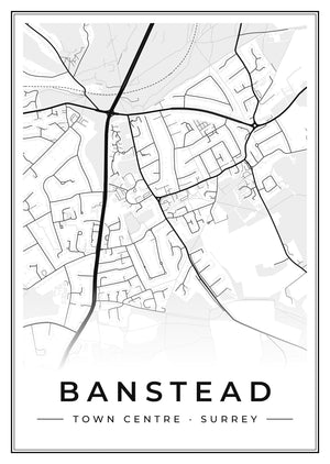 Banstead Town Centre Street Map Poster