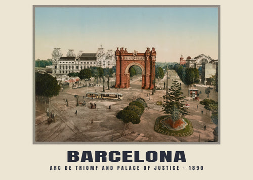 Arc de Triomf and Palace of Justice, Barcelona, 1890 heritage photograph