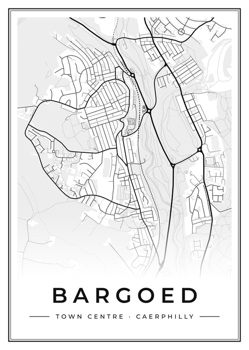 Street map poster of Bargoed town centre, Caerphilly