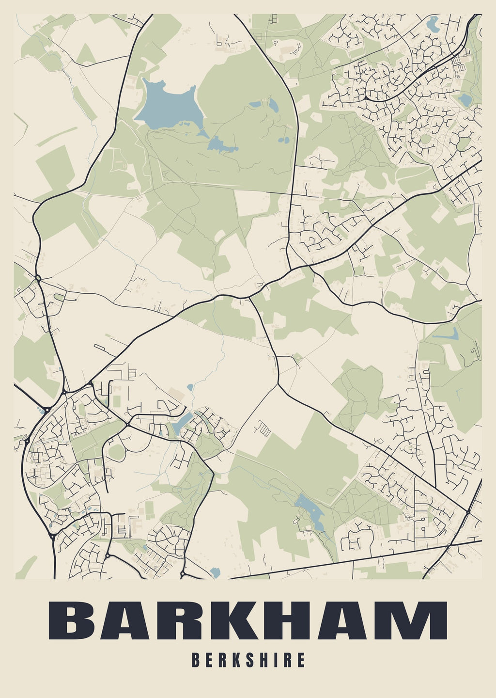 Street map poster of Barkham, Berkshire