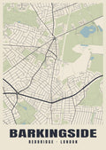 Heritage street map poster of Barkingside, Redbridge, London
