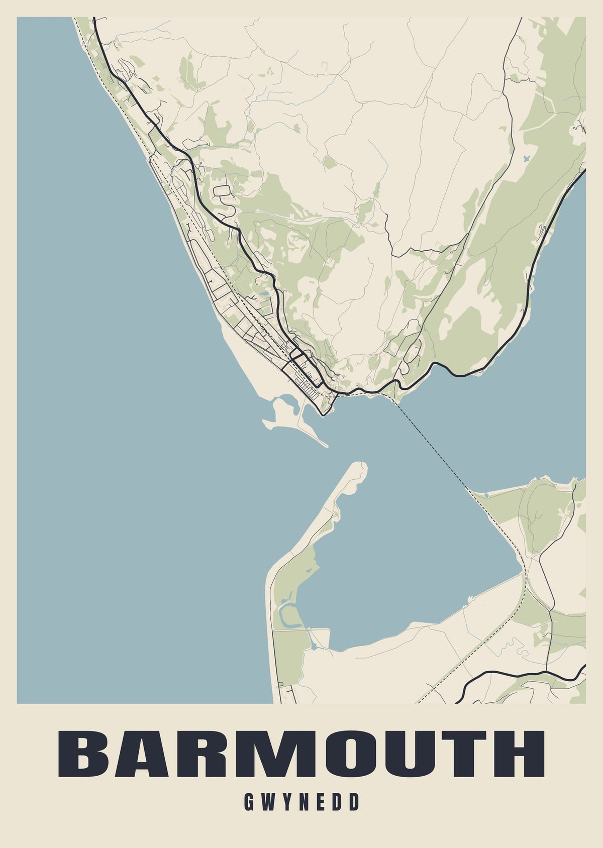 Street map poster of Barmouth, Gwynedd