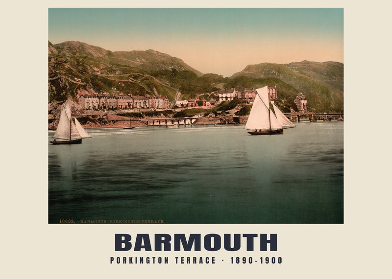 Porkington Terrace, Barmouth — 1890–1900 · Lámina de fotocromo antiguo