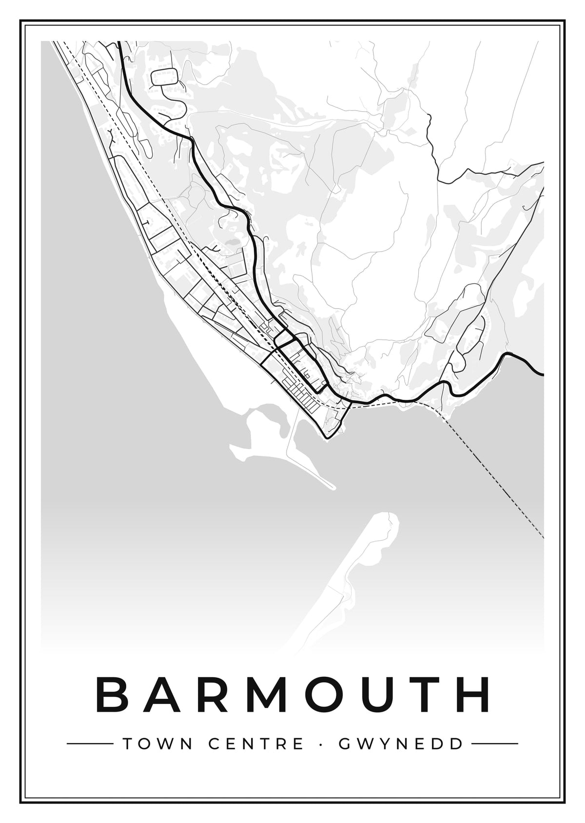 Street map poster of Barmouth town centre, Gwynedd