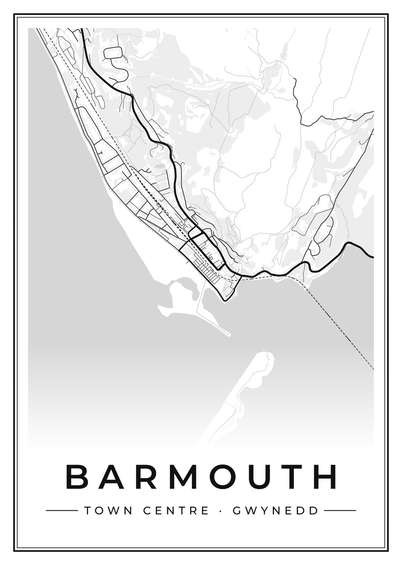 Barmouth Town Centre Street Map Poster