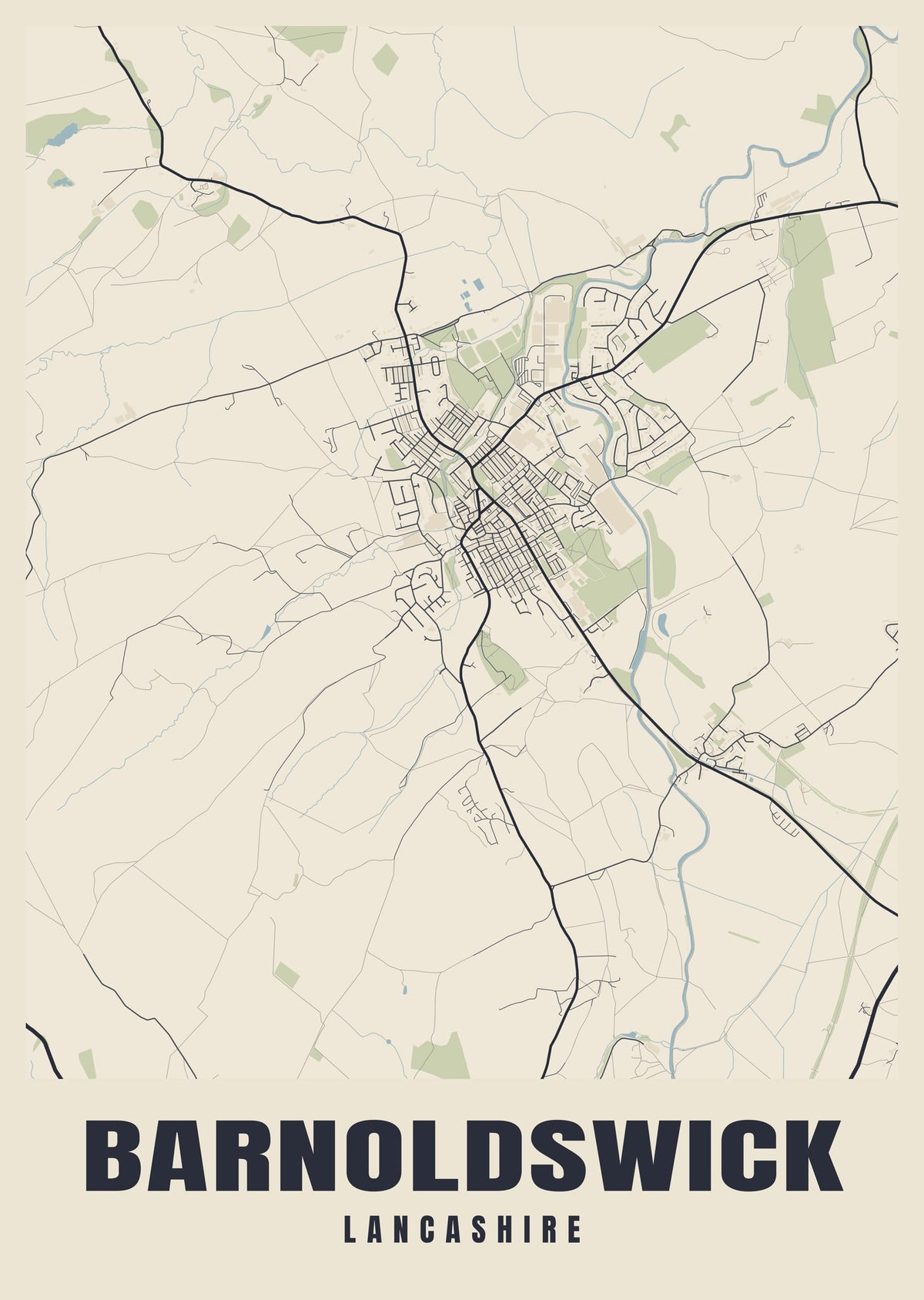 Street map poster of Barnoldswick, Lancashire