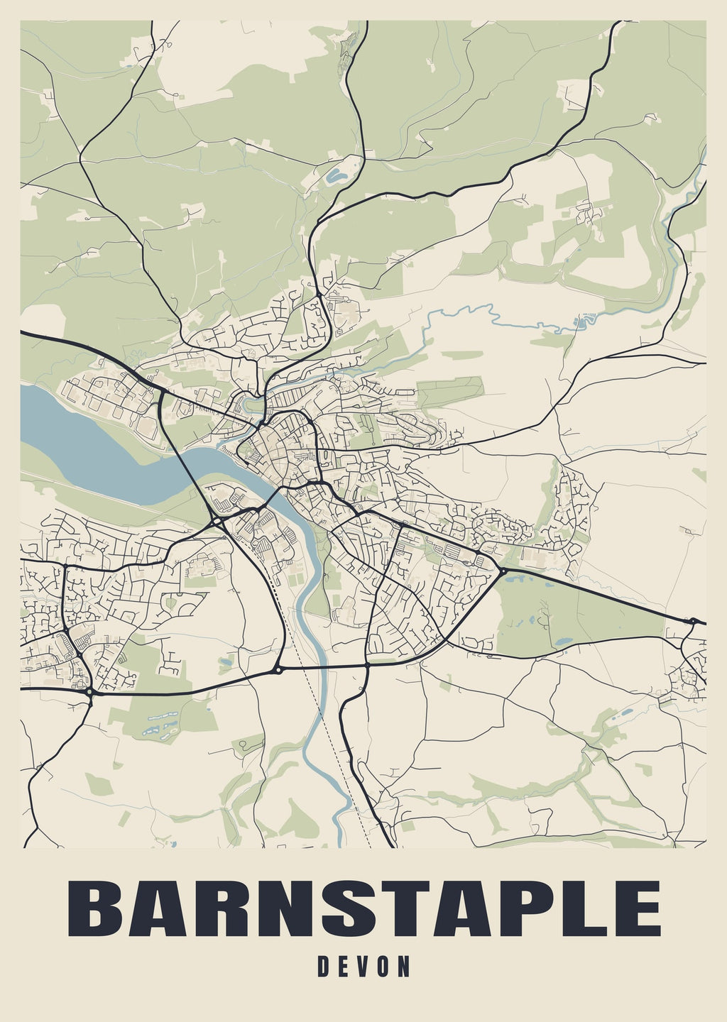 Street map poster of Barnstaple, Devon