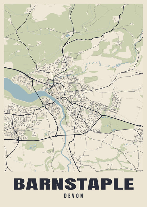 Street map poster of Barnstaple, Devon