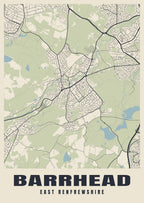 Street map poster of Barrhead, East Renfrewshire