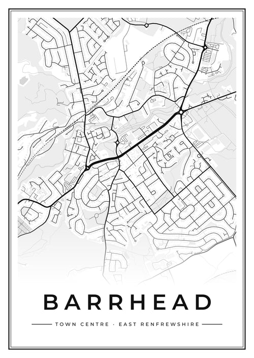 Street map poster of Barrhead town centre, East Renfrewshire