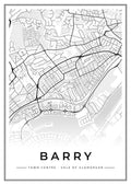 Street map poster of Barry town centre, Vale of Glamorgan