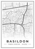 Street map poster of Basildon town centre, Essex