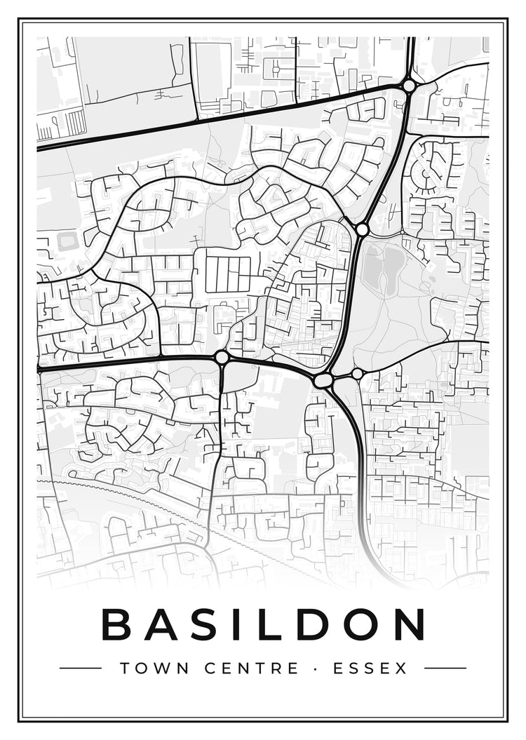 Basildon Town Centre Street Map Poster