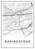 Street map poster of Basingstoke town centre, Hampshire