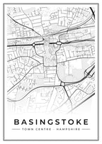 Street map poster of Basingstoke town centre, Hampshire