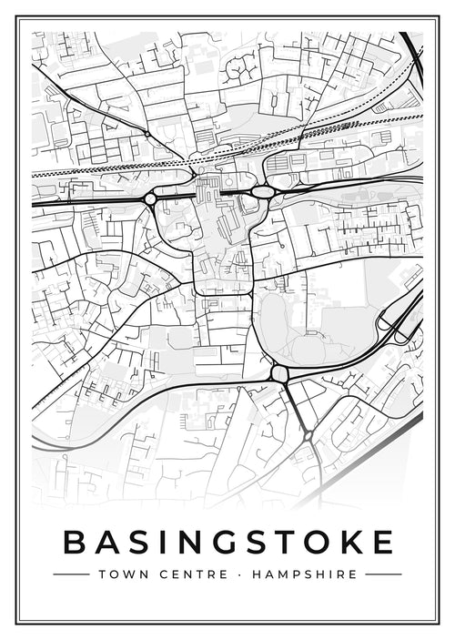 Street map poster of Basingstoke town centre, Hampshire